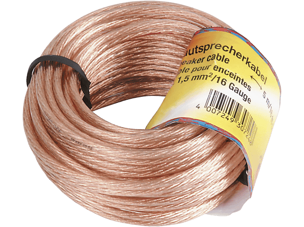 Cable audio - Hama 00205142, 2 x 1.5 mm², 10 m, Transparente