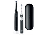 Cepillo eléctrico - Oral-B iO 2, Pack dúo, 2 recambios, 3 modos, Temporizador, Sensor de presión, Estuche de viaje, Negro y Verde Bosque