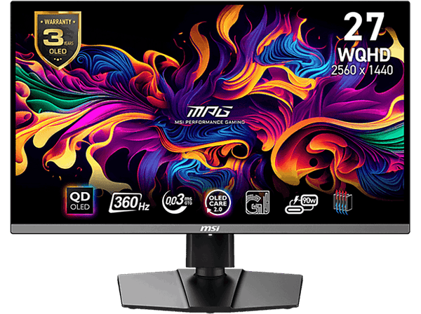 Monitor gaming - MSI MPG 271QRX QD-OLED, 26.5 ", WQHD, 0.03 ms, 360 Hz, FreeSync Premium Pro, USB-C , Negro