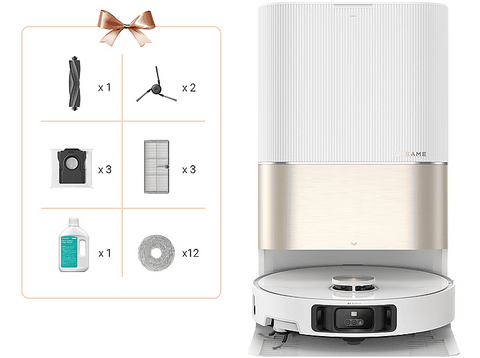 Robot friegasuelos - Dreame X40 Ultra Complete, 75W, 12 000 Pa, Base de Vaciado, Blanco