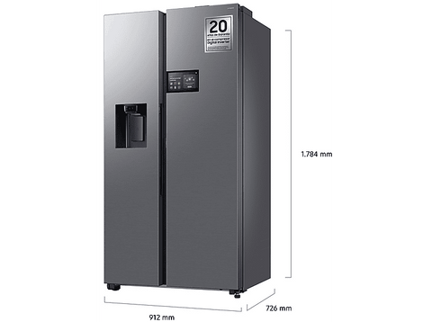 Frigorífico americano - Samsung Bespoke AI RS90F64EETEF, Mono Cooling, No Frost, 178.4 cm, 621 l, Dispensador de agua y hielo, Balda Botellero, Inox