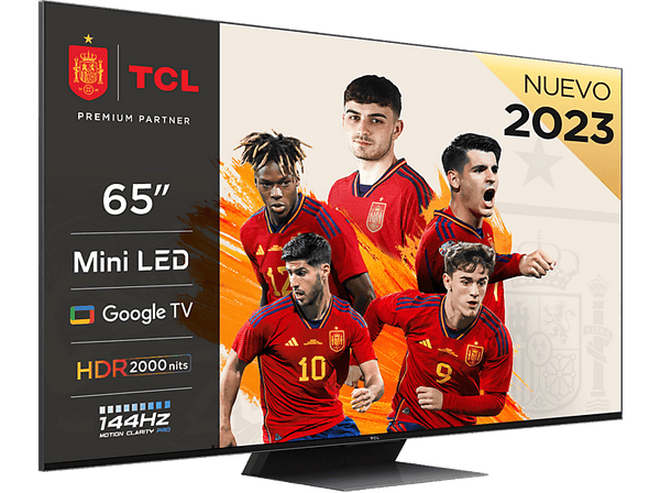 TV Mini LED 65" - TCL 65C845, QLED 4K, Quad Core, Smart TV, DVB-T2, Google TV, Game Master, Negro