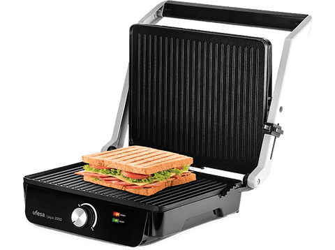 Grill - Ufesa Jaya 2000, 2000 W, Superfice 29 x 24.5cm, Asa de toque frío, Regulador de temperatura, Negro