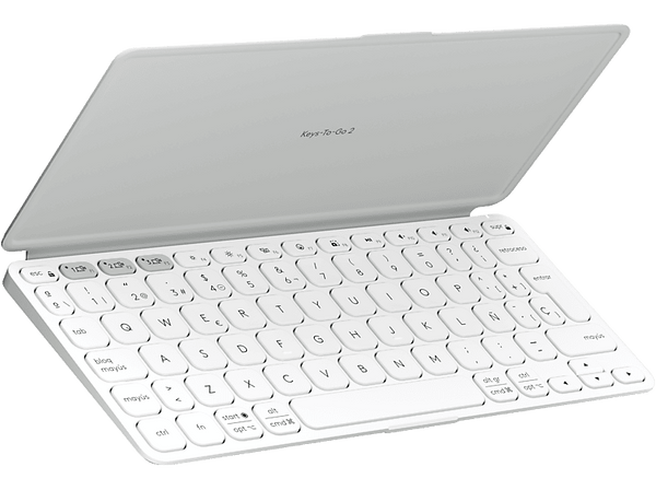 Funda con teclado - Logitech Keys to Go 2, Multidispositivo, Multisistema operativo, 3 años de pila, Fila de accesos directos, Personalizable, Blanco