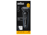 Afeitadora - Braun Series 5 52-B1000S, 3 láminas de corte SkinFlex, Modo turbo, 50 min autonomía, Afeitado en seco y en mojado, Azul