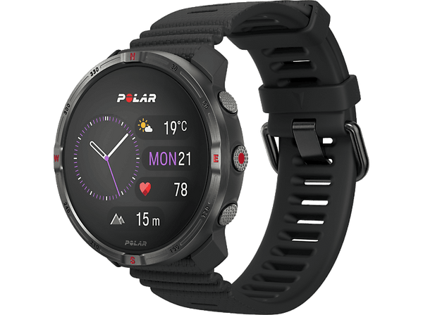 Reloj deportivo - Polar Grit X2, Night Black, 22 mm, 1.28", 90h Autonomía en modo ECO, Silicona, GPS Dual