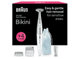 Rasuradora - Braun Silk-épil Rasuradora de bikini FG1100, 3 en 1: Rasura, recorta y perfila, 4 Accesorios, Blanco y plata