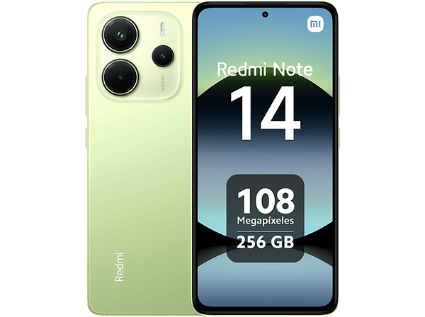 Móvil - Xiaomi Redmi Note 14, Verde lima, 256 GB, 8 GB RAM, 6.67" AMOLED FHD+, MediaTek Helio g99-Ultra, 5500 mAh