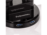 Brazo para monitor doble - Fellowes Platinum Series, Rotación 360º, USB, Negro