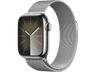 Apple Watch Series 9 (2023), GPS+CELL, 41 mm, Gesto de doble toque, Caja de acero inoxidable plata, Correa Milanese Loop plata