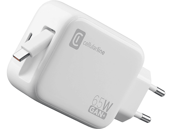 Cargador móvil - CellularLine ROLL, Retráctil, 65W, Tipo C, Universal, Blanco