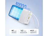 Powerbank - Baseus EnerFill Bipow 2 Pro, 30000mAh, 22.5W, Con cable retráctil Tipo-C, Carga bidireccional y simultánea, Pantalla inteligente, Blanco