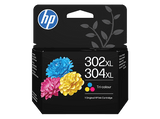 Cartucho de tinta - HP Original 302XL/304XL tricolor, Cian, Magenta, Amarillo, B7RT8AE