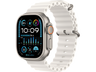 Apple Watch Ultra 2 (2023), GPS + Cellular, 49 mm, Caja de titanio, Gesto doble toque, Correa Ocean Band de color Blanco