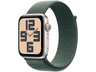 Apple Watch SE (2024), GPS, 44 mm, Caja de aluminio Blanco estrella, Vidrio delantero Ion-X, Correa Loop deportiva Verde lago