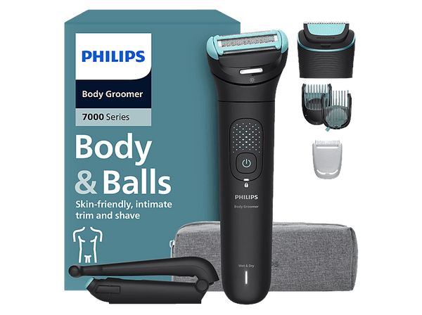 Afeitadora corporal - Philips BG7480/15, 3 Accesorios, 120 min, Autoafilable, Cabezal flexible 2D, Recorta y Afeita, Triple Protect