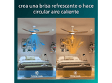 Ventilador de techo - Philips Olas 32 W + 24 W, LED, 3 Velocidades, Blanco/Madera