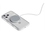 Funda móvil - CellularLine SPIN MAG, Para iPhone 17 Pro, Con soporte de anillo giratorio, Compatible con el ecosistema Magsafe, Transparente