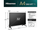 TV LED 32 - Hisense 32A4N, HD, Modo Deportes IA, Modo Juego, Dolby Audio, Smart TV, Negro