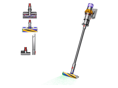 Aspirador escoba - Dyson V15 Detect™ Absolute, Potencia succión 240 AW, Autonomía 60 min, Minicepillo motorizado, 3 Modos, Láser, Sensor Suciedad