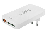 Cargador de pared - Hama 00201976, Universal, 2x USB-C, 1x USB-A, 65W, Mini Cargador Plano, PD, Blanco
