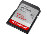 Tarjeta SD - SANDISK Ultra Plus, 128 GB, Hasta 200 MB/s, UHS-I, Vídeo Full HD, V10, C10, Resistente al Agua, Plata