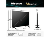 TV LED 65 - Hisense 65A6Q, UHD 4K, Quad Core/MT9603,  IA 4K Upscaler, Modo Juego Plus, Control por voz, Negro