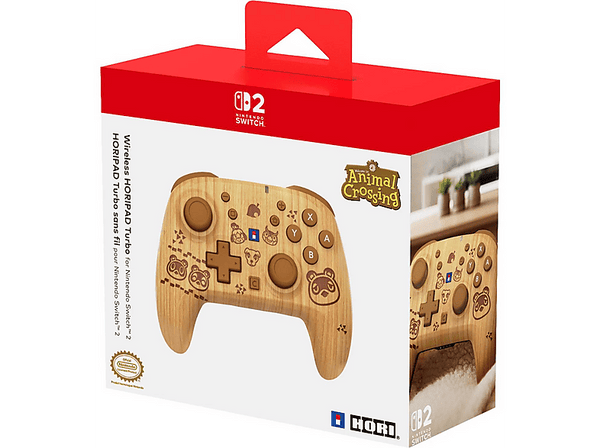 Mando Nintendo Switch 2 - Hori Horipad Turbo Inalámbrico (Animal Crossing), Nintendo Switch 2, Inalámbrica, Palancas analógicas TMR, Madera