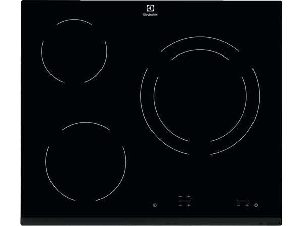 Placa vitrocerámica - Electrolux EHF6231IOK, 3 zonas, Zona grande 27 cm, 60 cm, Negro