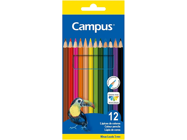 Lápices de colores - Campus 080564, 12 Colores, Minas Gruesas y Duraderas, Multicolor