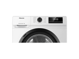 Secadora bomba de calor - Hisense DHQE900UWDC, 9 kg, 16 programas, Anti arrugas, Secado automático, Blanco