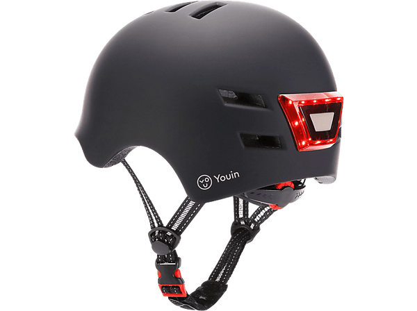 Casco - Youin LED, Para patinete eléctrico o bicicleta, Talla M, Luz trasera, Negro