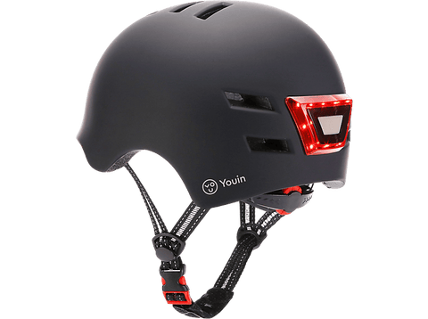 Casco - Youin LED, Para patinete eléctrico o bicicleta, Talla M, Luz trasera, Negro