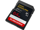 Tarjeta SD - SANDISK Extreme PRO, 64 GB, Hasta 200 MB/s lectura, UHS-I, V30, U3, Vídeos 4K y Full HD, Negro
