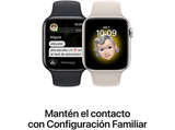 Apple Watch SE (2022), GPS, 40 mm, Caja de aluminio, Vidrio delantero Ion-X, Correa deportiva blanco estrella