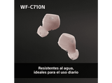 Auriculares True Wireless - Sony WFC710NP, Cancelación de ruido (Noise cancelling), Estuche carga rápida (40h), Inalámbricos, ANC, Bluetooth, Rosa