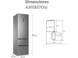 Frigorífico combi - Haier 3D 60 Series 3 A3FE837CGJ, No Frost, 200.5 cm, 348 l, Motor Inverter, Cajones Direct Access,  Inox