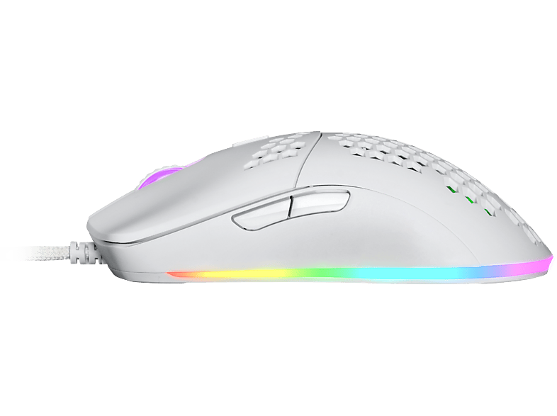 Ratón gaming - ISY IGM 4000-WT, Con cable, 7200 dpi,  LEDs RGB, Diseño de panal, Blanco