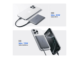 Powerbank - Baseus PicoGo AM41 Ultra-fina, 5000 mAh, 20W, Carga magnética, Con cable Tipo C 60W, Carga Pass-Through, Carga rápida, Gris