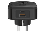 Adaptador de viaje - Hama 00223460, 1 Puerto USB-C y 1 puerto USB-A, Negro