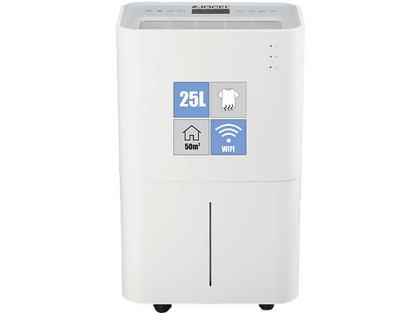 Deshumidificador - Jocel JDE002174, 4 l, 50 m², Eliminación de humedad 25L/día 30º C, Ventilador 2 velocidades, Blanco