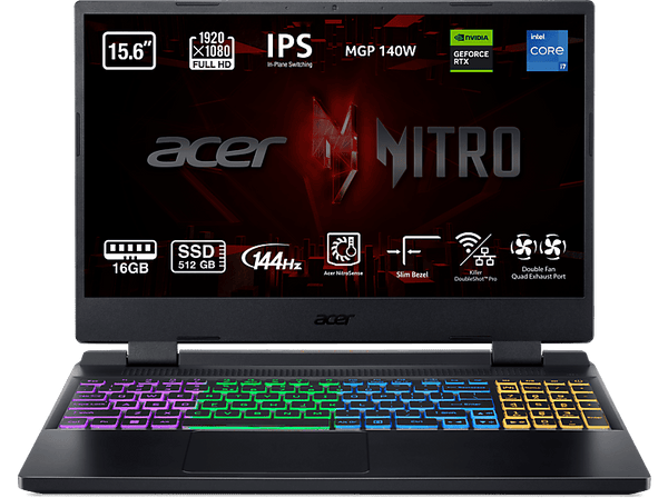 Portátil gaming - Acer Nitro 5 AN515-58-74PM, 15.6" Full HD, Intel® Core™ i7-12650H, 16GB RAM, 512GB SSD, GeForce RTX™ 4060, Sin sistema operativo