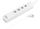 Enchufe inteligente - muvit iO MIOSTR001, Regleta inteligente, WiFi, 4 tomas de corriente y 4 USB, Blanco
