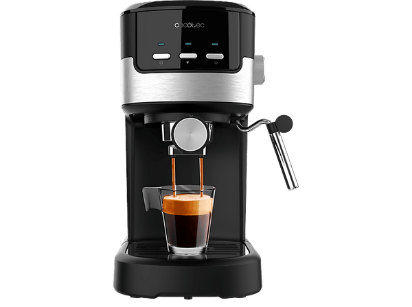 Cafetera express - Cecotec Power Espresso 20 Pecan, 20 bar, 1100 W, 1.25 l, 2 tazas, Vaporizador, Manómetro, Black