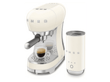 Cafetera express - Smeg ECF12CREU, 15 bar, 1350 W, 2 Tazas, Incluye Espumador de leche, Sistema de calentamiento Thermoblock, Crema