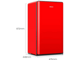 Frigorífico una puerta - Hisense RR106D4CRF, Defrost, 86.7 cm, 82 l, Puerta reversible, Iluminación LED, Rojo