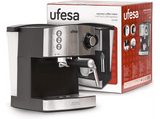 Cafetera express - Ufesa CE7240, 20 bar, 850 W, 1.6 L, Manual, Función calienta tazas, Plata y Negro