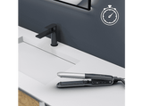 Plancha de pelo - Rowenta Thermostyle, Plancha y rizador, 2 en 1, Titanio, 150 a 230 °C, Iónica, Rápido calentamiento, Diseño redondeado,  Negro