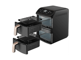 Freidora de aire - Cosori Turbo Tower Compact, Doble cesta, 8.6 l, 2630 W, 230 °C, Revestimiento cerámico Premium, Negro