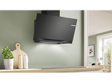 Campana decorativa - Bosch DWK91LT60, Serie 8, 5 velocidades, 441 m³/h, Home Connect, Conexión Placa - Campana, 90 cm, Cristal Negro